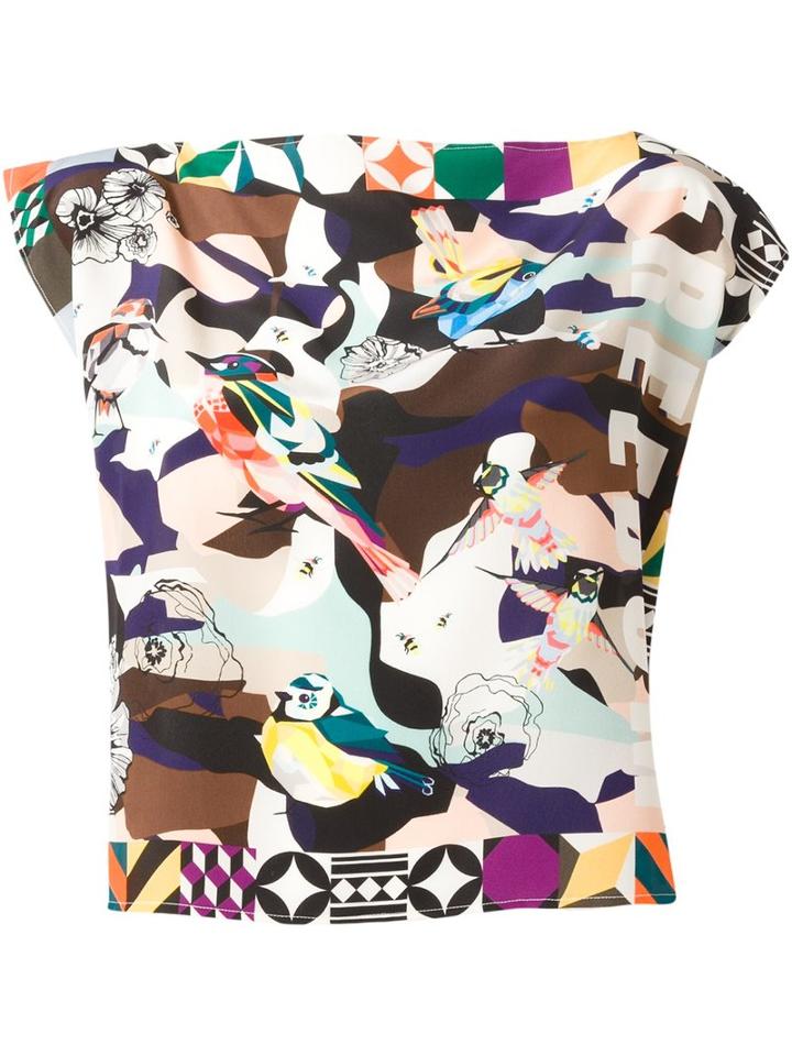 Msgm Graphic Print Blouse, Women's, Size: 42, Silk