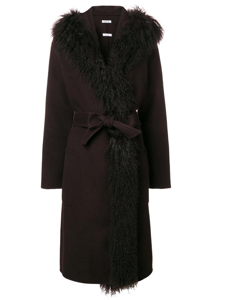 P.a.r.o.s.h. Draped Belted Coat - Brown