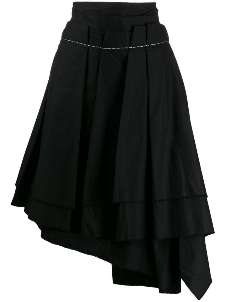 Comme Des Garçons Pre-owned 1990's Asymmetric Pleated Skirt - Black