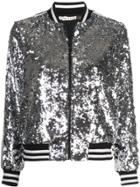 Alice+olivia Lonnie Sequin Bomber Jacket - Silver