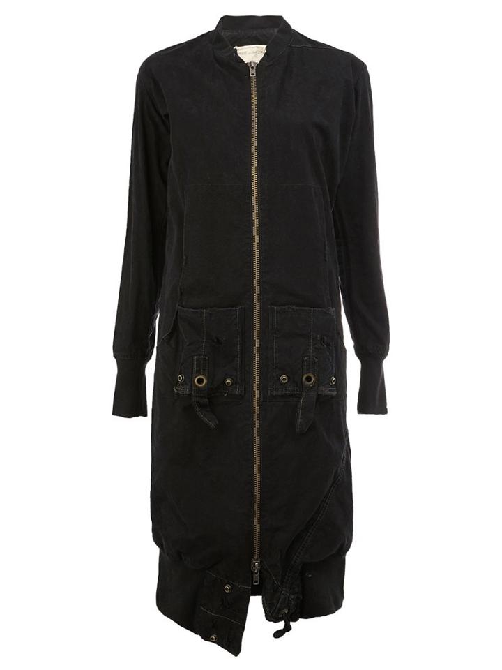 Greg Lauren Long Bomber Jacket, Women's, Size: 1, Black, Cotton/linen/flax