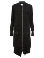 Greg Lauren Long Bomber Jacket, Women's, Size: 1, Black, Cotton/linen/flax