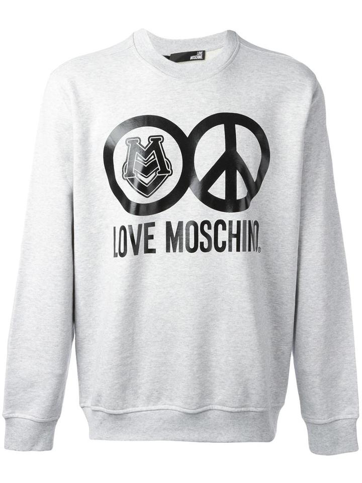 Love Moschino Peace Sign Sweatshirt, Men's, Size: Small, Grey, Cotton