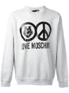 Love Moschino Peace Sign Sweatshirt, Men's, Size: Small, Grey, Cotton