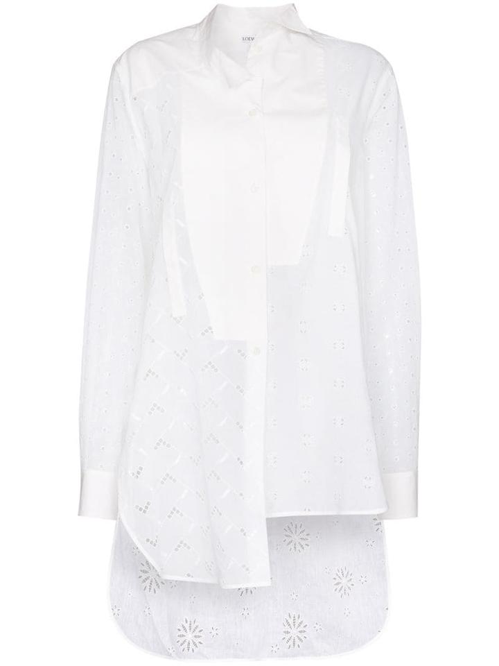 Loewe Asymmetric Broderie Anglaise Shirt - White