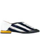 Toga Pulla Striped Pointed Toe Loafers - White
