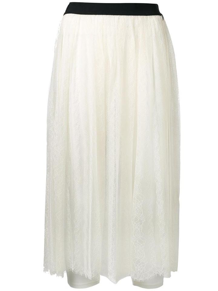 Twin-set Lace Layer Pleated Skirt, Women's, Size: 38, White, Spandex/elastane/viscose/polyamide