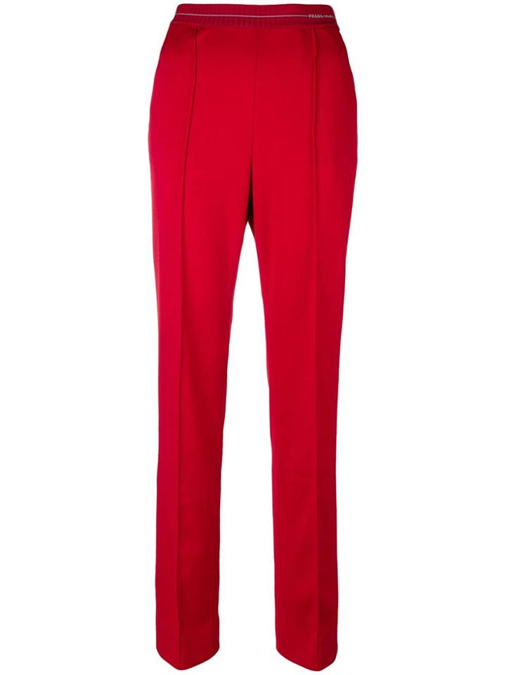 Prada Logo Waistband Track Pants - Red