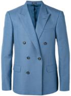 Alexander Mcqueen Double Breasted Jacket, Men's, Size: 52, Blue, Mohair/silk/viscose