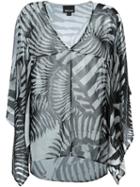 Just Cavalli Sheer Printed Kaftan, Women's, Size: 42, Black, Polyester