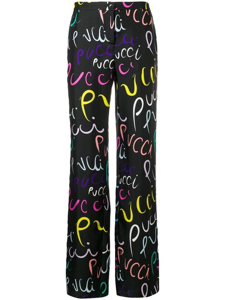 Emilio Pucci Pucci Pucci Print Silk Trousers - Black