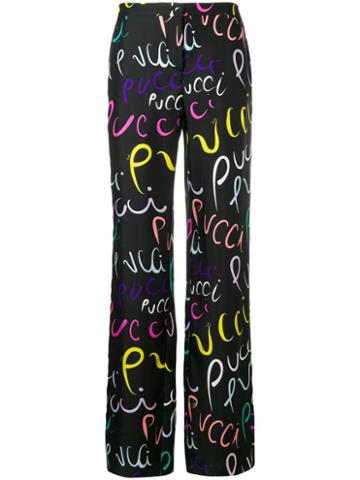 Emilio Pucci Pucci Pucci Print Silk Trousers - Black