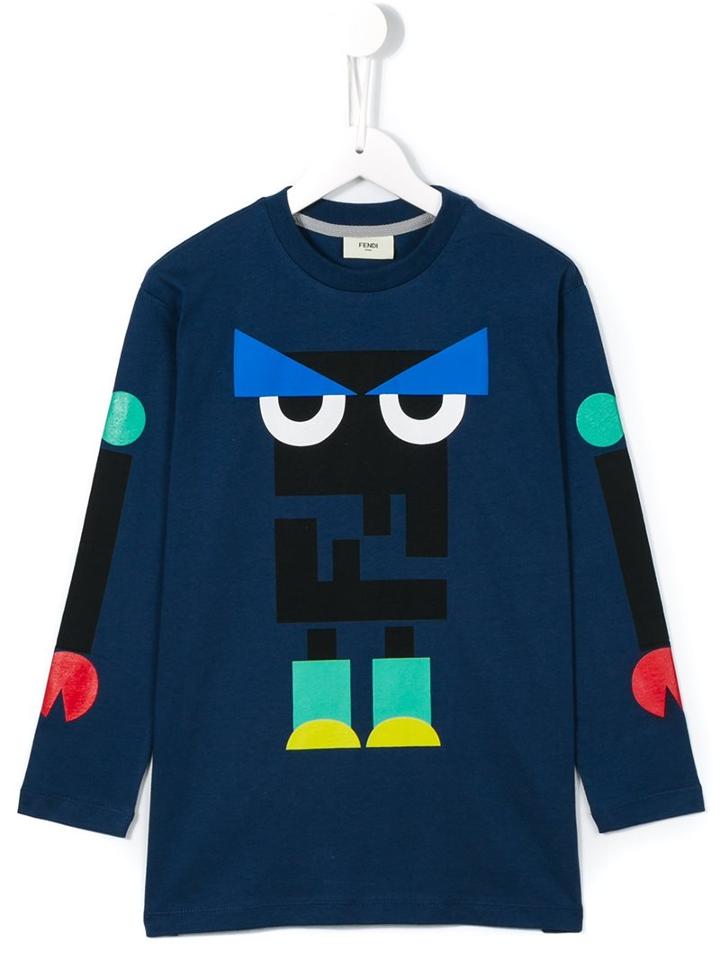 Fendi Kids 'monster' T-shirt, Boy's, Size: 9 Yrs, Blue