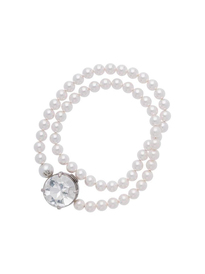 Miu Miu Solitaire Jewels Necklace - F0zjj Steel Gray + White + Crystal