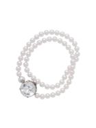 Miu Miu Solitaire Jewels Necklace - F0zjj Steel Gray + White + Crystal