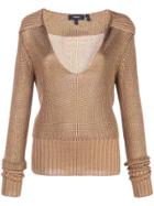 Theory Fitted Ribbed Knit Top - Brown