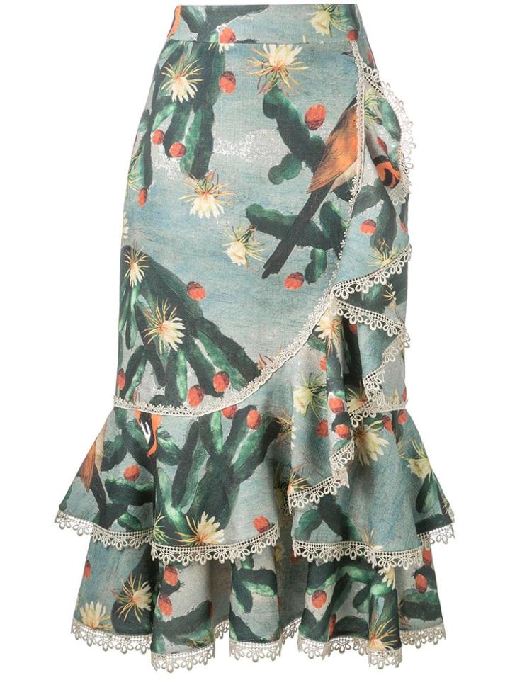 Patbo Peplum Midi Skirt - Blue