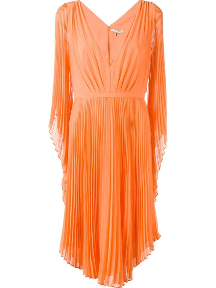 Halston Heritage Pleated V-neck Dress