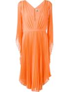 Halston Heritage Pleated V-neck Dress