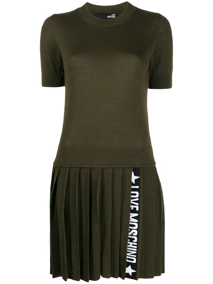 Love Moschino Pleated Knit Dress - Green