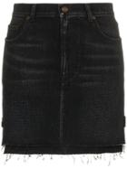 Saint Laurent Faded-effect Mini Skirt - Black