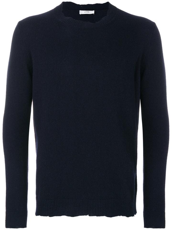 Mauro Grifoni Raw Edge Crew Neck Sweater - Blue