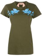 No21 Sequin Bird Embellished T-shirt - Green