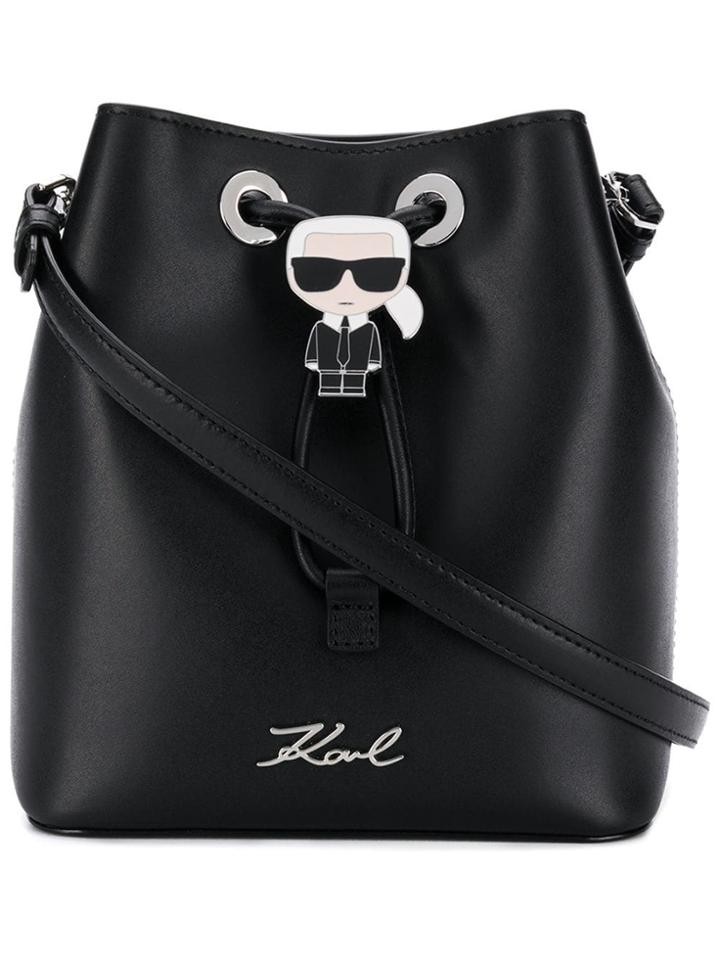 Karl Lagerfeld Logo Bucket Bag - Black