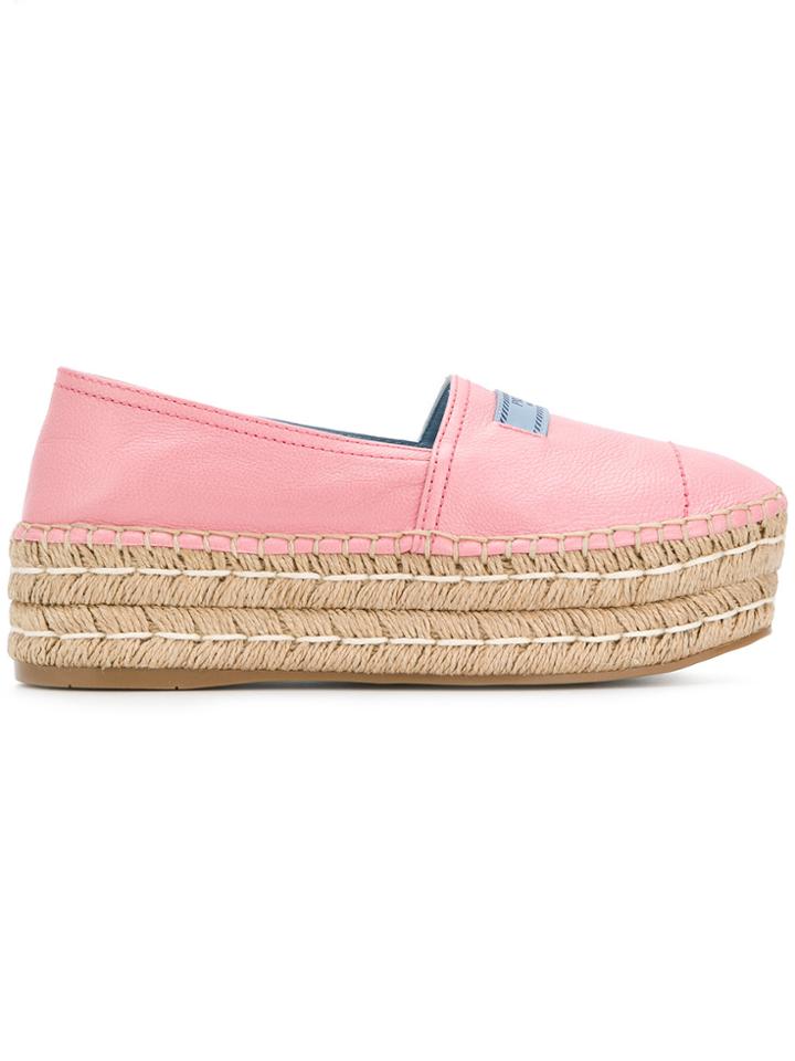 Prada Slip-on Platform Espadrilles - Pink & Purple