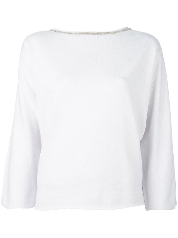 Fabiana Filippi Trim Detail Jumper, Women's, Size: 42, Grey, Silk/cashmere/merino