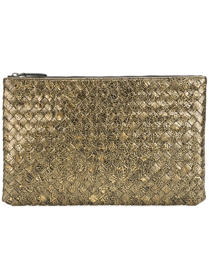 Bottega Veneta Metallic Intrecciato Clutch - Yellow & Orange