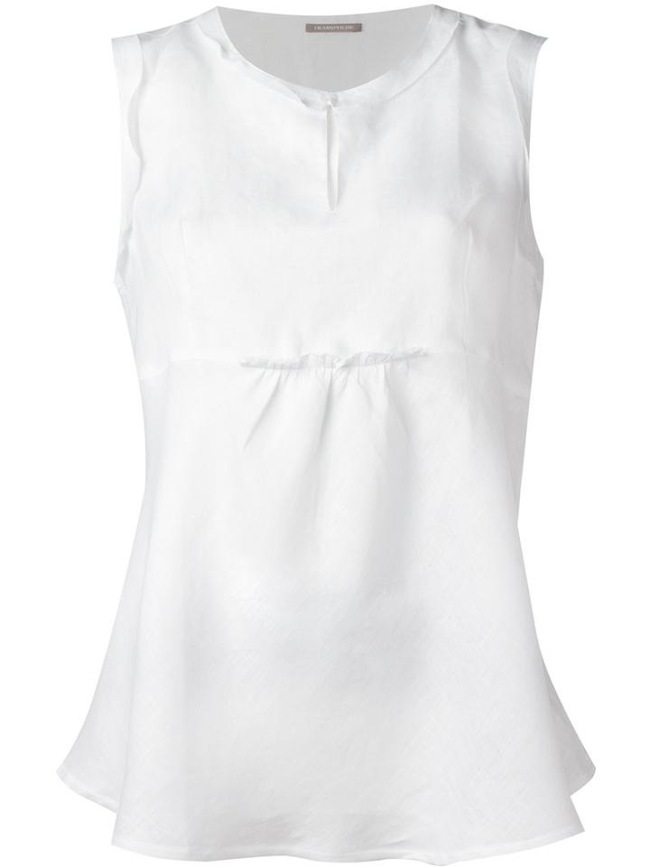 Hemisphere Sleeveless Top, Women's, Size: Large, White, Linen/flax