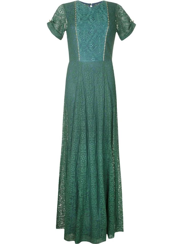 Emannuelle Junqueira Embroidered Lace Dress, Women's, Size: 38, Green, Polyamide