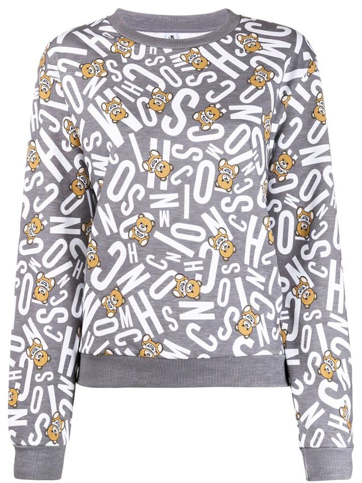 Moschino All-over Logo Print Sweatshirt - Grey