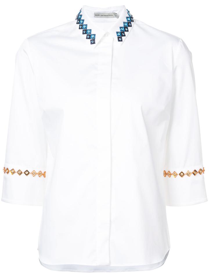Mary Katrantzou Rita Embroidered Poplin Shirt - White