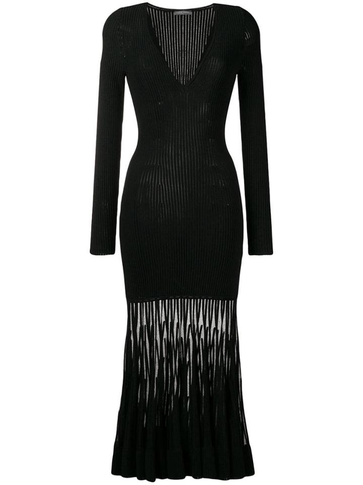 Alexander Mcqueen Knitted Long Dress - Black