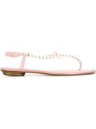 René Caovilla Embellished Thong Sandals, Women's, Size: 36.5, Pink/purple, Leather/pvc