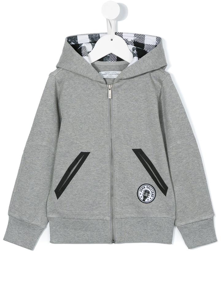 John Galliano Kids Hooded Zip Up Sweater, Boy's, Size: 12 Yrs, Grey