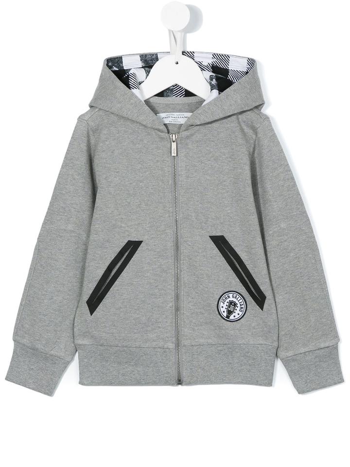 John Galliano Kids Hooded Zip Up Sweater, Boy's, Size: 12 Yrs, Grey