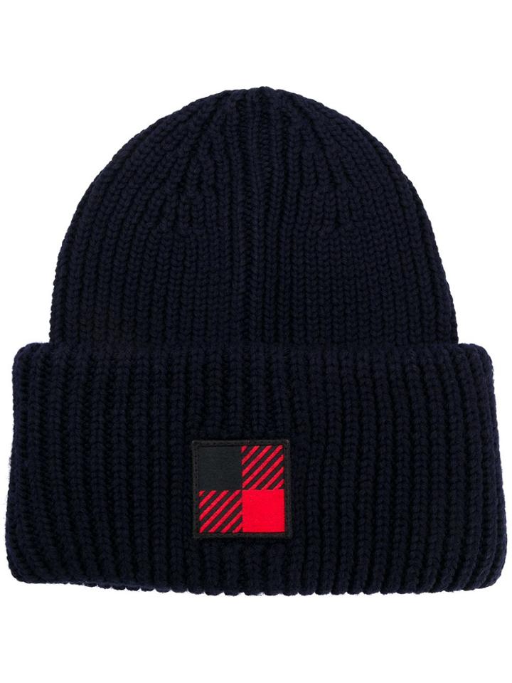 Woolrich Logo Patch Beanie - Blue