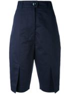 Marni - Pleated Knee Length Shorts - Women - Cotton/linen/flax - 38, Blue, Cotton/linen/flax