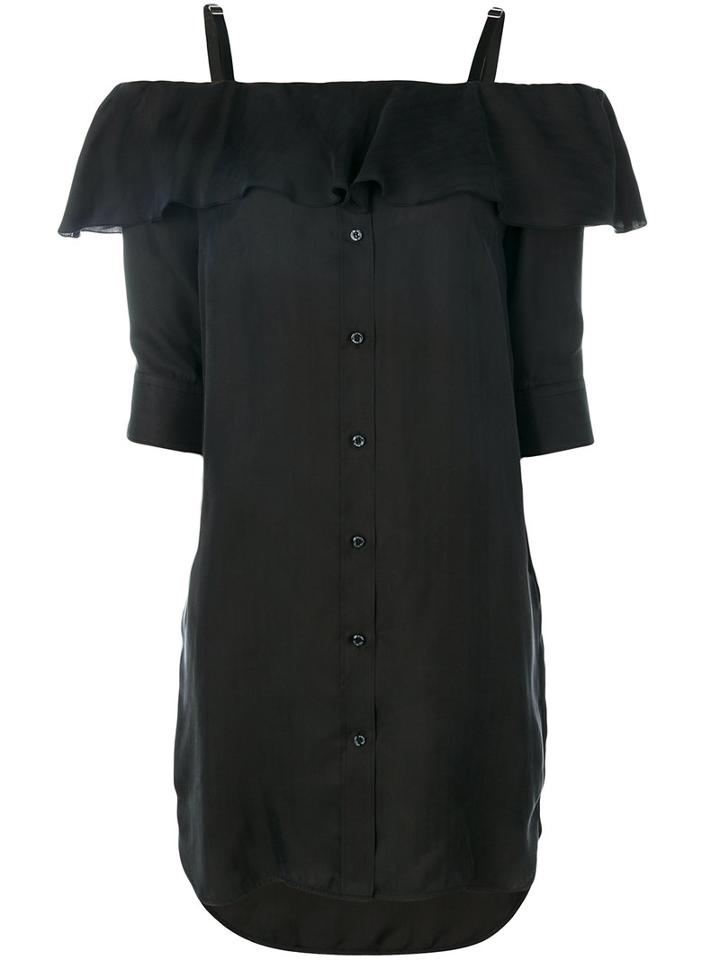 Neil Barrett - Bardot Style Shirt Dress - Women - Cotton/polyamide/spandex/elastane - M, Black, Cotton/polyamide/spandex/elastane