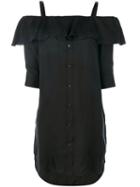 Neil Barrett - Bardot Style Shirt Dress - Women - Cotton/polyamide/spandex/elastane - M, Black, Cotton/polyamide/spandex/elastane