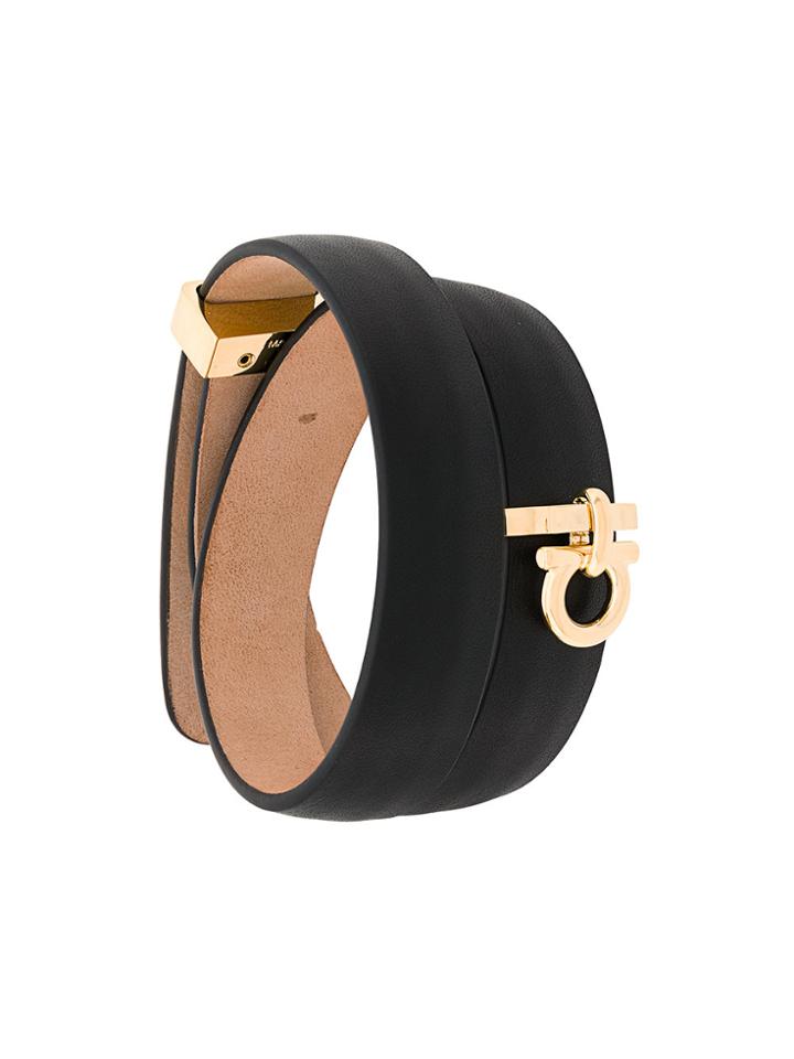 Salvatore Ferragamo Wrap-around Gancio Bracelet - Black