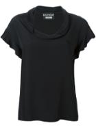 Boutique Moschino Ruffle Sleeves T-shirt, Women's, Size: 46, Black, Rayon/silk