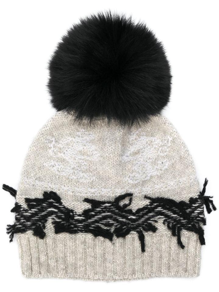 Lorena Antoniazzi Pompom Beanie - White
