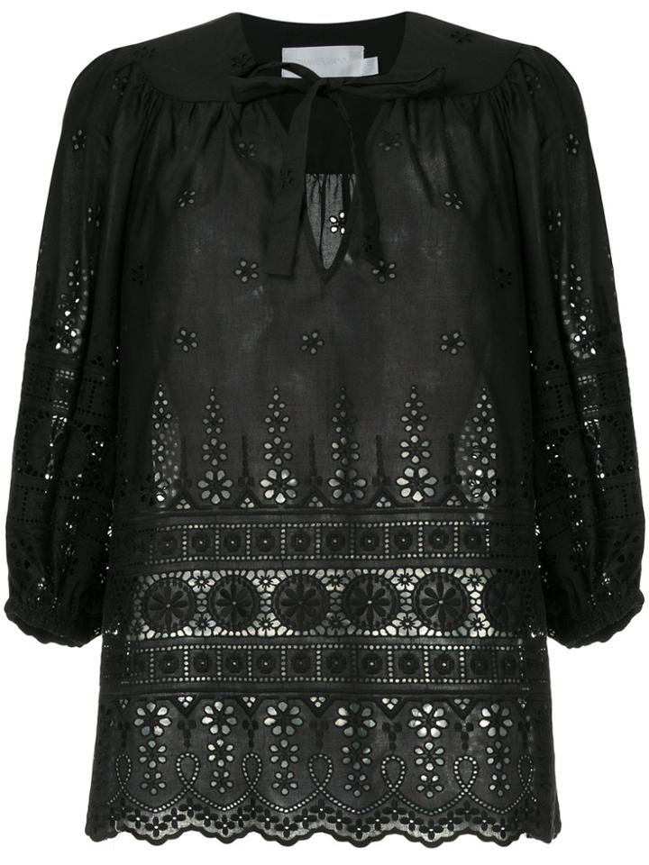 Zimmermann Crochet Stitched Blouse - Black