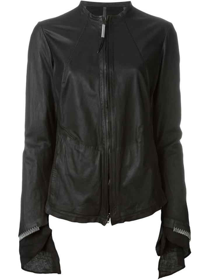 Isaac Sellam Experience Zip Jacket, Women's, Size: S, Black, Calf Leather/linen/flax