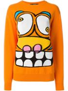 Jeremy Scott Cartoon Face Sweater, Women's, Size: Large, Yellow/orange, Polyamide/rayon