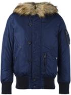 Diesel Furred Collar Padded Jacket, Men's, Size: Medium, Blue, Polyester/polyamide